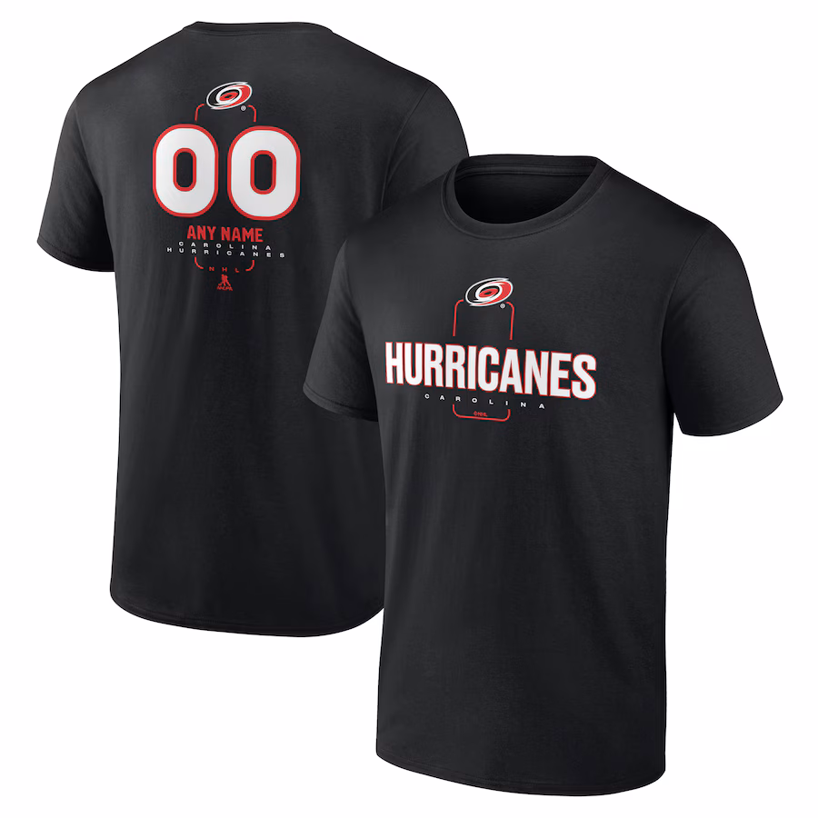 Men's Carolina Hurricanes Black Personalized Name & Number Midfielder T-Shirt - SUjersey01