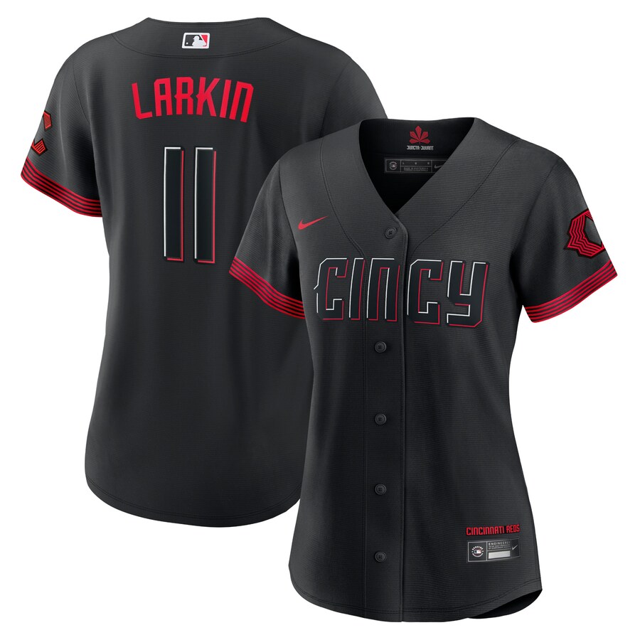 Women's Cincinnati Reds Barry Larkin Nike Black City Connect Replica Player Jersey - SUjersey01