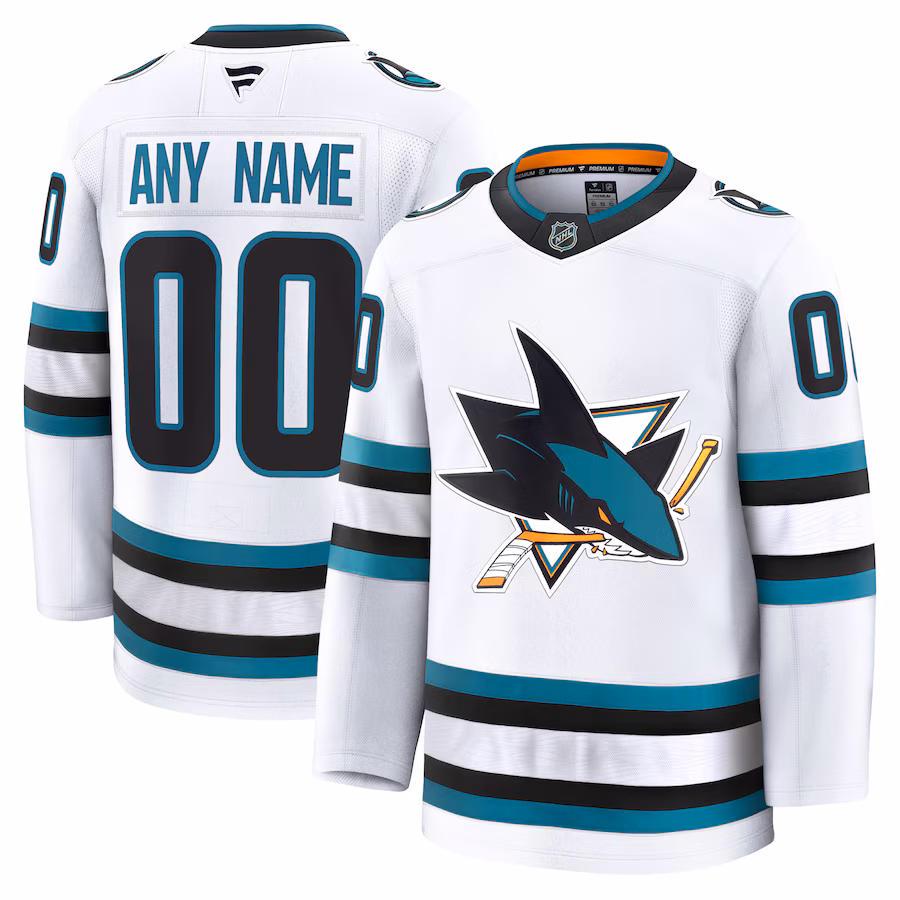 Men's San Jose Sharks Fanatics White Away Premium Custom Jersey - SUjersey01
