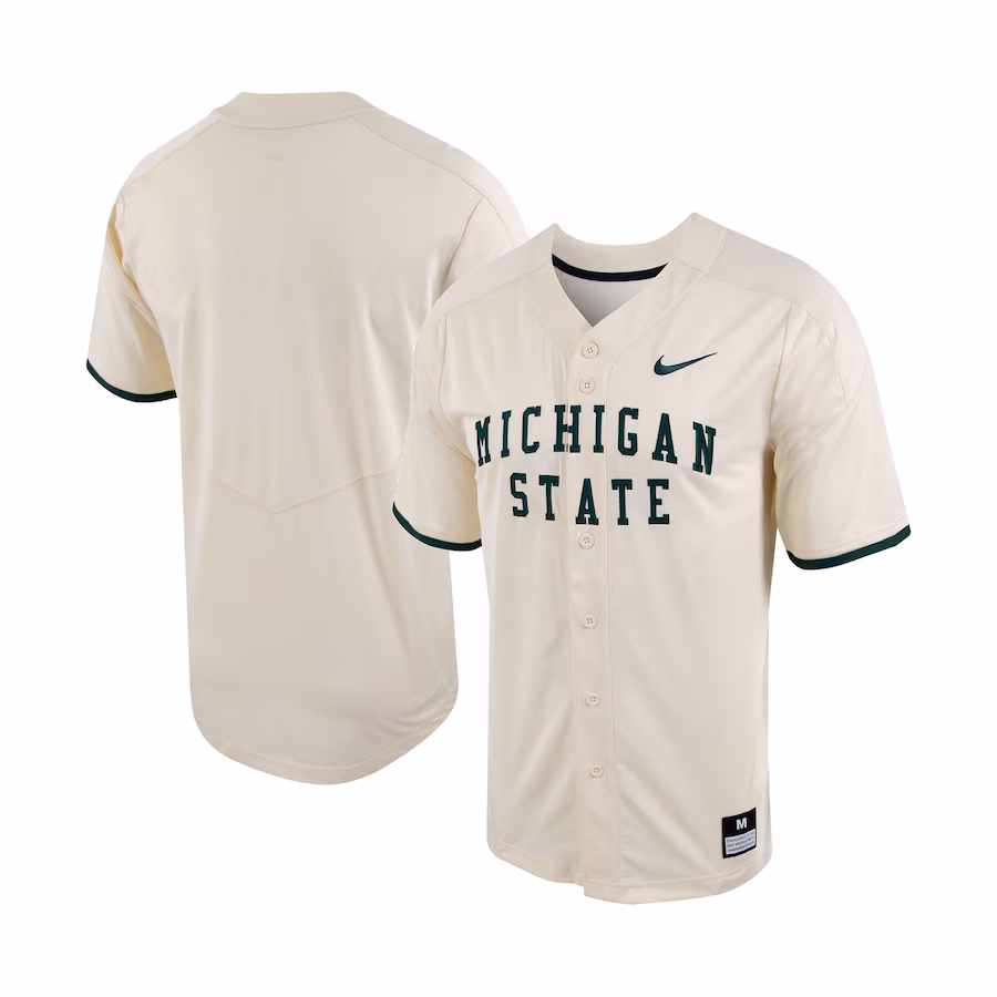 Michigan State Spartans Nike Replica Vapor Elite Full-Button Baseball Jersey - Natural - SUjersey01