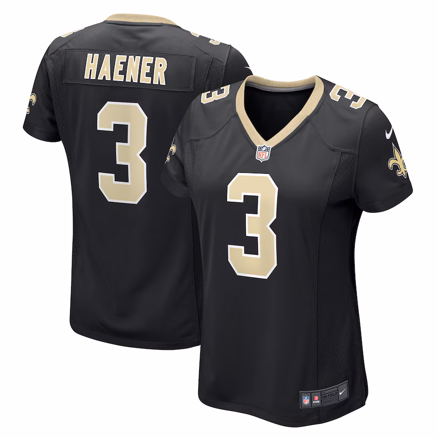 Women's New Orleans Saints Jake Haener Nike  Black Team Game Jersey - SUjersey01