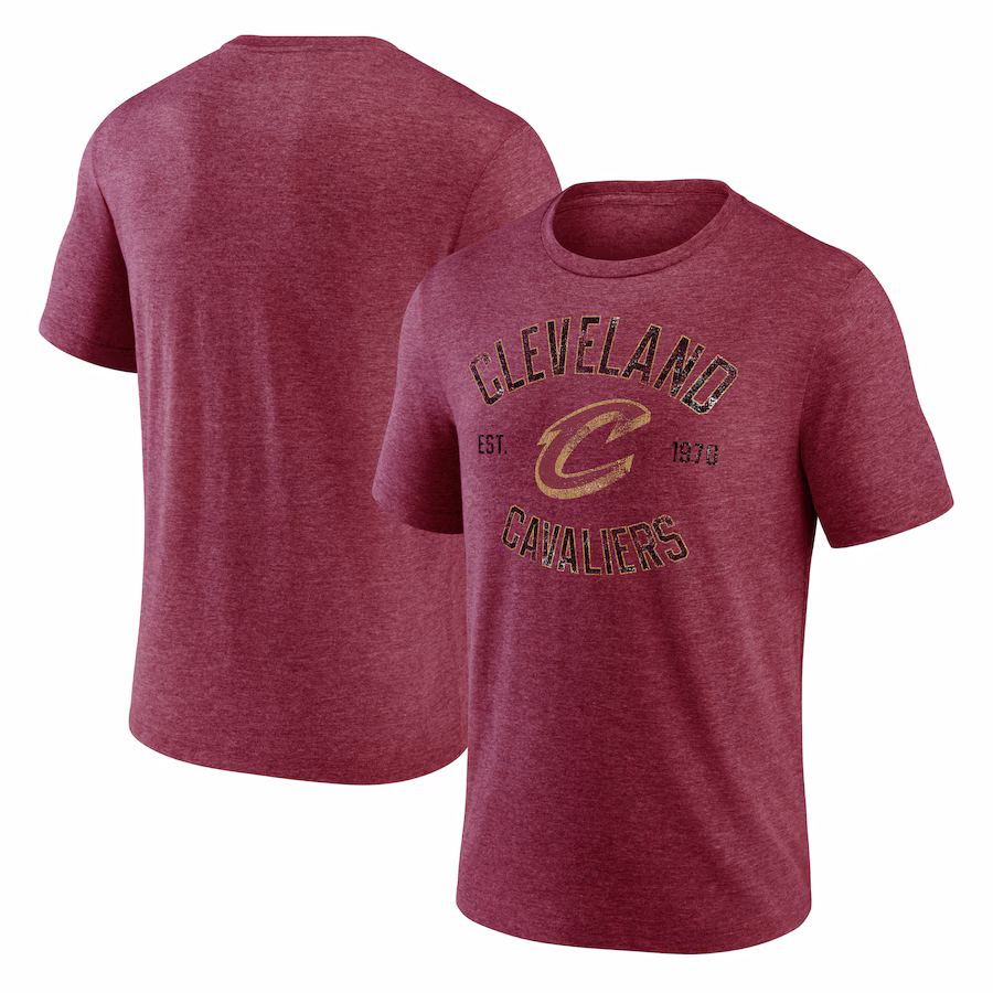 Men's Cleveland Cavaliers  Wine Heritage Tri-Blend T-Shirt - SUjersey01