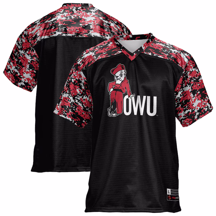 Men's ProSphere Black Ohio Wesleyan Battling Bishops Football Jersey - SUjersey01