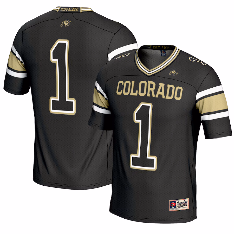 Youth GameDay Greats #1 Black Colorado Buffaloes Endzone Football Jersey - SUjersey01