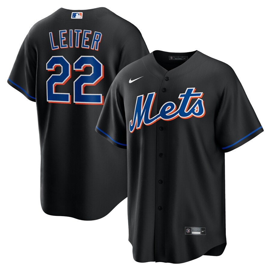 Men's New York Mets Al Leiter Nike Black 2022 Alternate Replica Player Jersey - SUjersey01