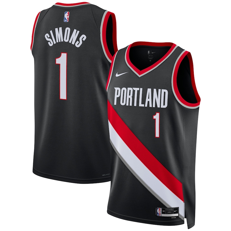 Unisex Portland Trail Blazers Anfernee Simons Nike Black Swingman Jersey - Icon Edition - SUjersey01
