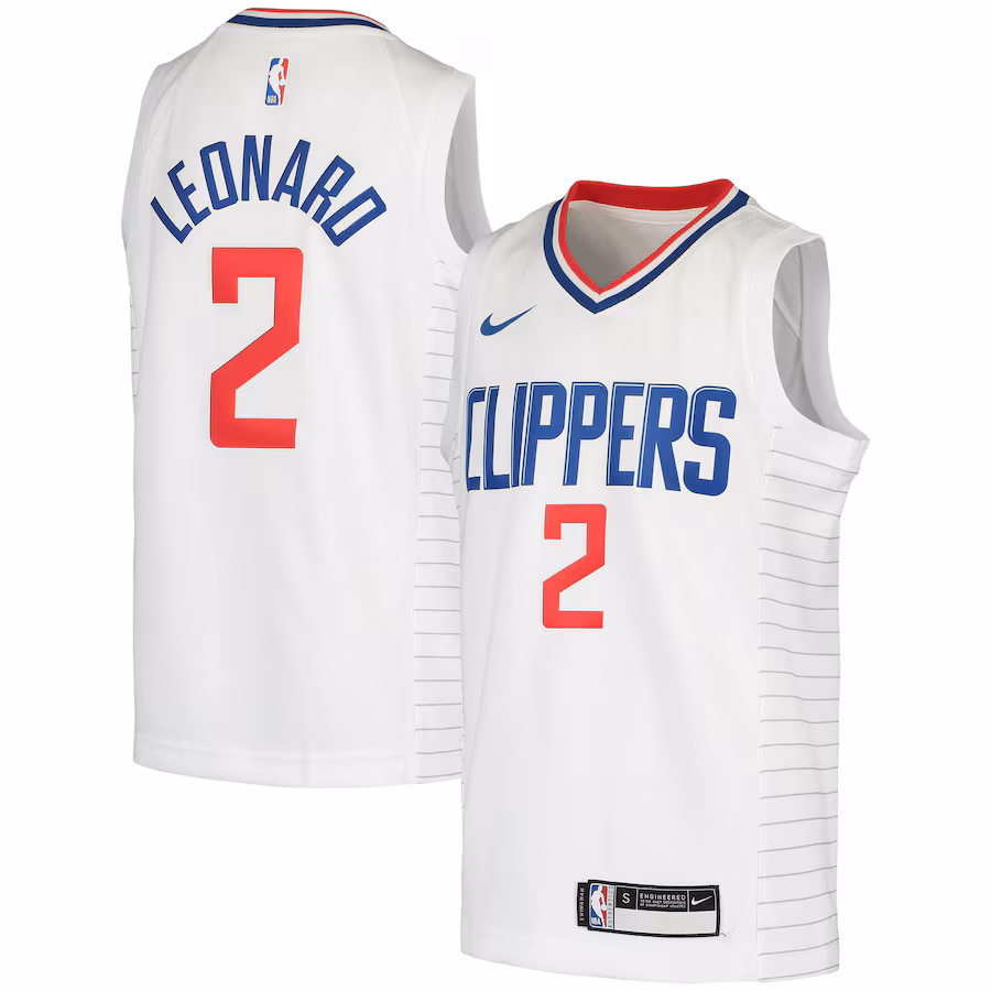 Youth LA Clippers Kawhi Leonard Nike White 2020/21 Swingman Jersey - Association Edition - SUjersey01