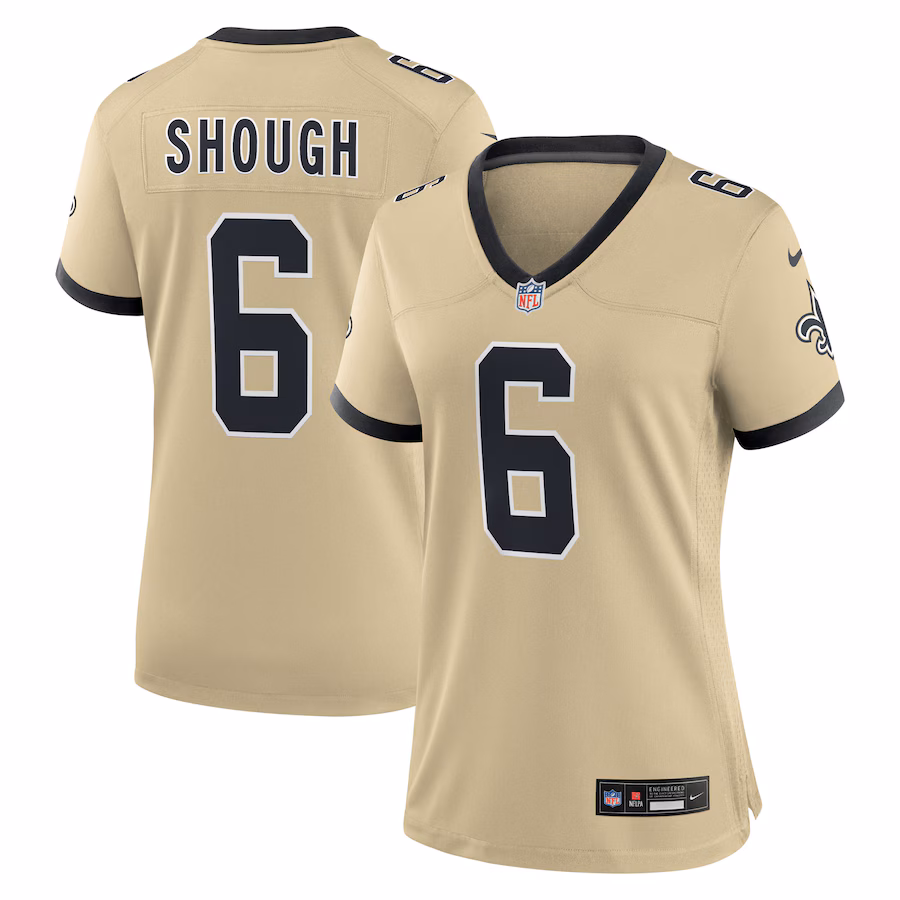 Women's New Orleans Saints Tyler Shough Nike Gold Alternate Game Player Jersey - SUjersey01