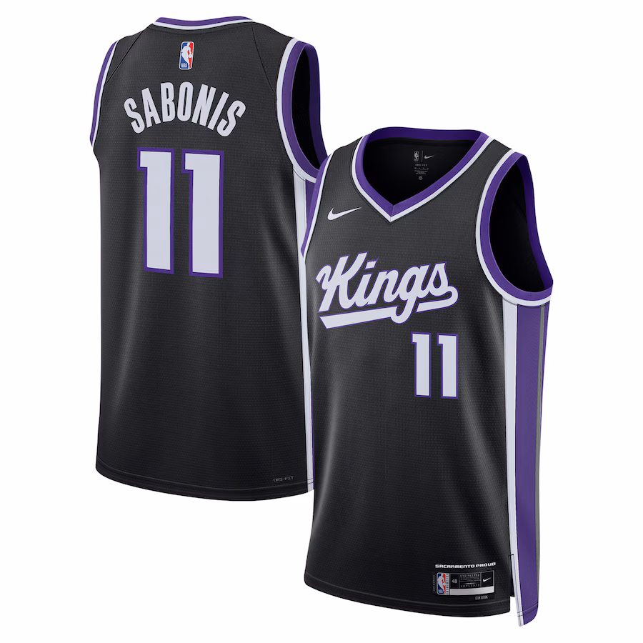 Unisex Sacramento Kings Domantas Sabonis Nike Black Swingman Player Jersey - Icon Edition - SUjersey01