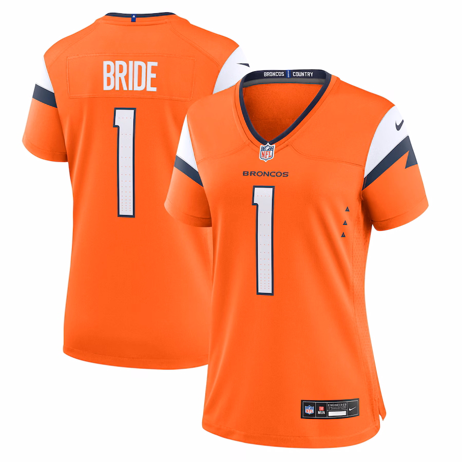Women's Denver Broncos Number 1 Bride Nike Orange Game Jersey - SUjersey01