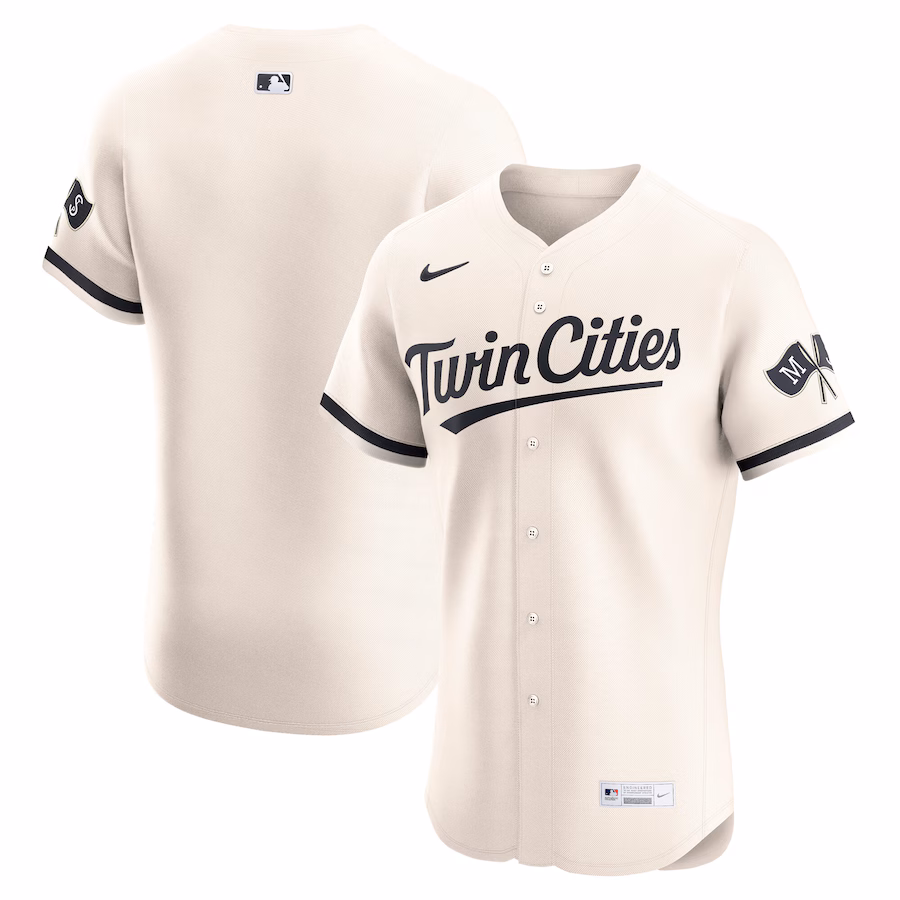 Men's Minnesota Twins Nike Cream Alternate Elite Jersey - SUjersey01