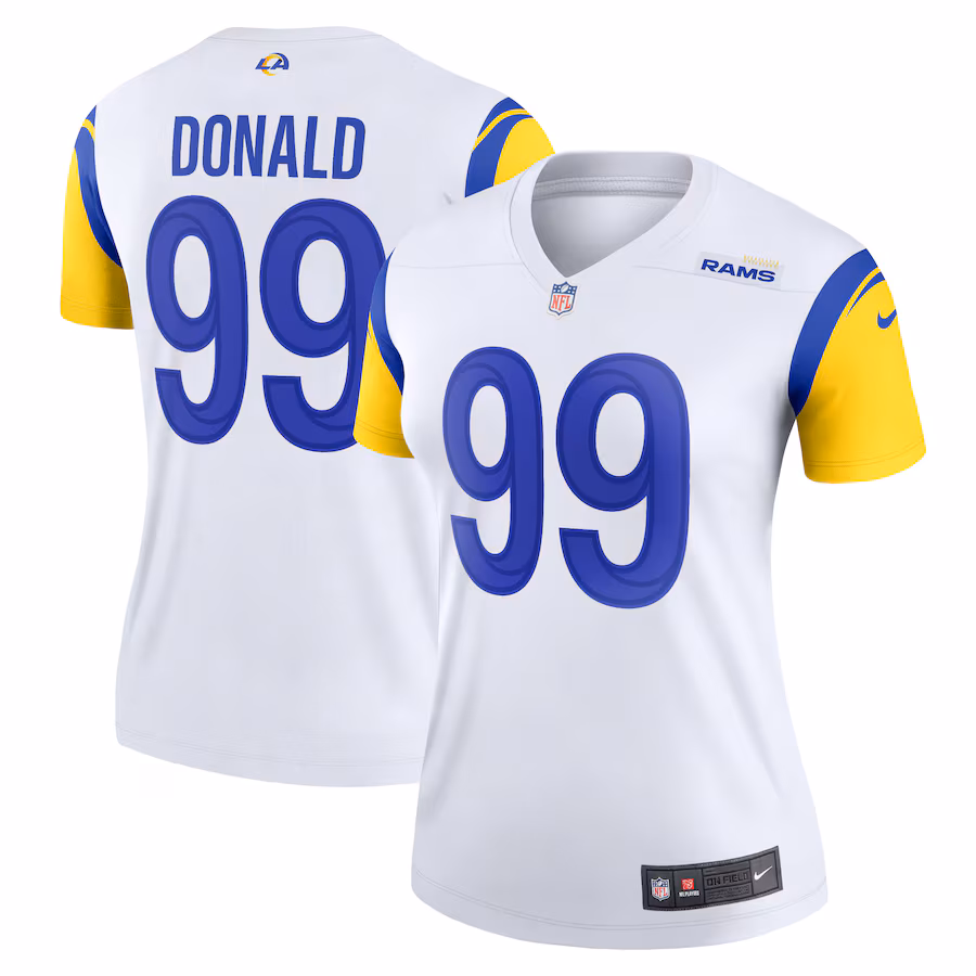 Women's Los Angeles Rams Aaron Donald Nike White Alternate Legend Player Performance Top - SUjersey01