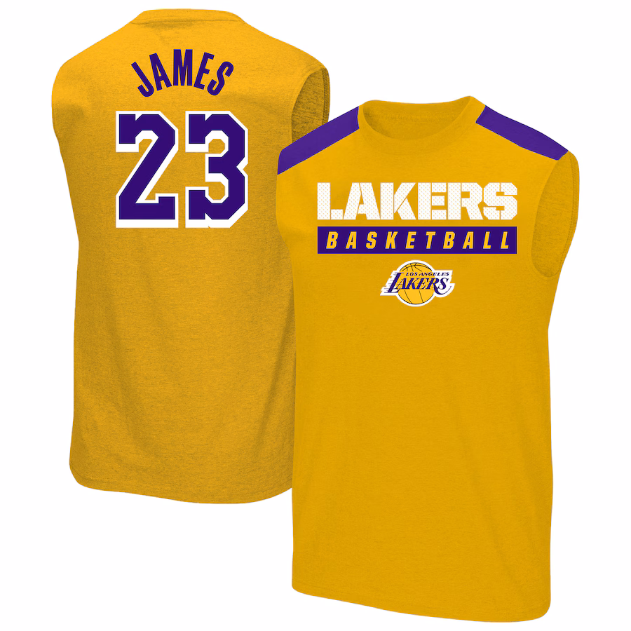 Men's Los Angeles Lakers LeBron James Profile Gold Big & Tall Player Muscle Tank - SUjersey01