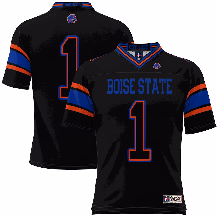 #1 Boise State Broncos GameDay Greats Youth Football Jersey - Black - SUjersey01