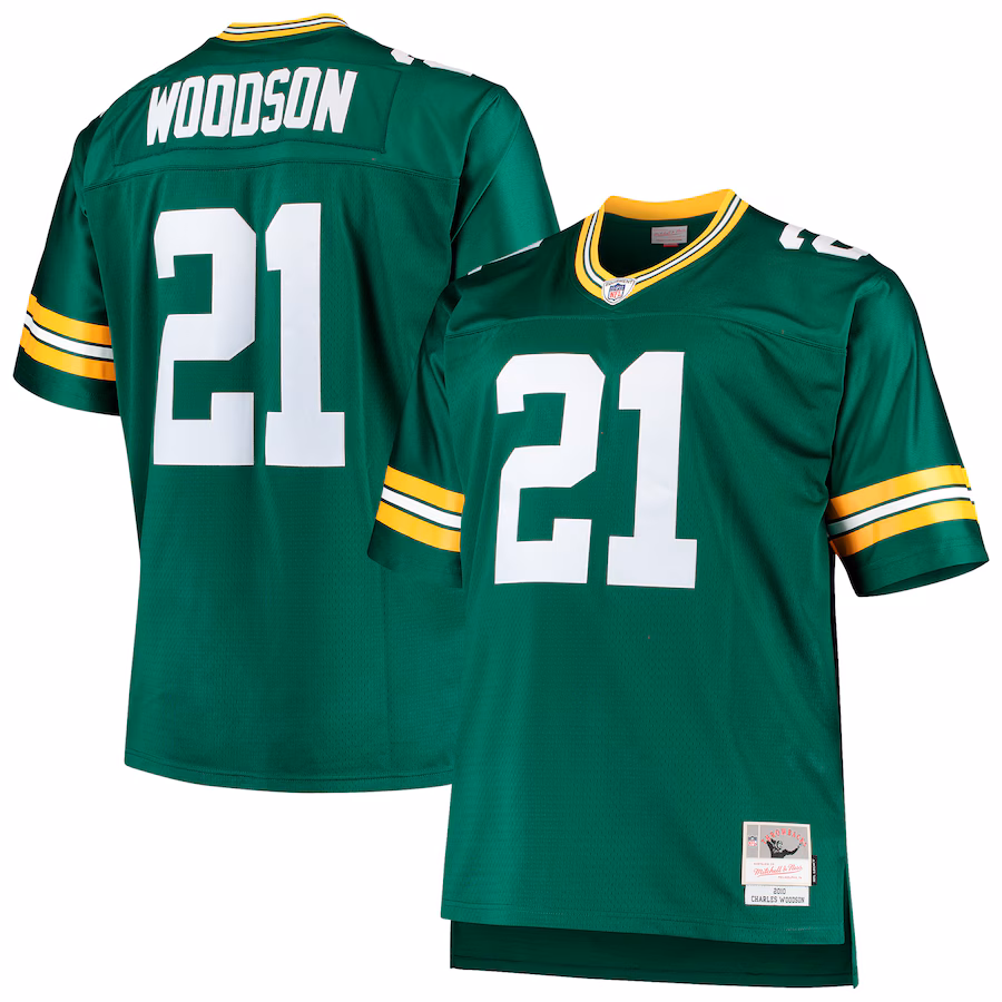 Men's Green Bay Packers Charles Woodson Mitchell & Ness Green Big & Tall 2010 Retired Player Replica Jersey - SUjersey01