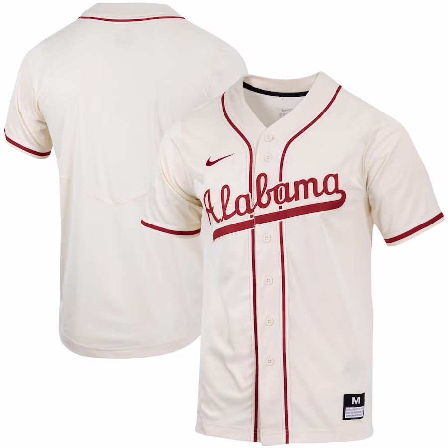 Alabama Crimson Tide Nike Replica Full-Button Baseball Jersey - Natural - SUjersey01