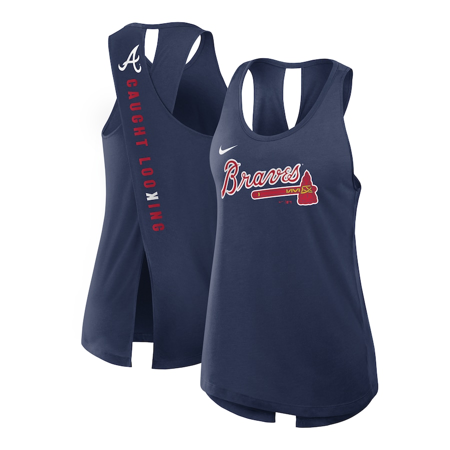 Women's Atlanta Braves Nike Navy Crisscross Performance Tank Top - SUjersey01