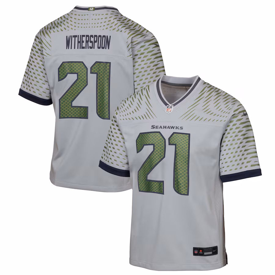Youth Seattle Seahawks Devon Witherspoon Nike Wolf Gray 2025 Rivalries Collection Game Jersey - SUjersey01