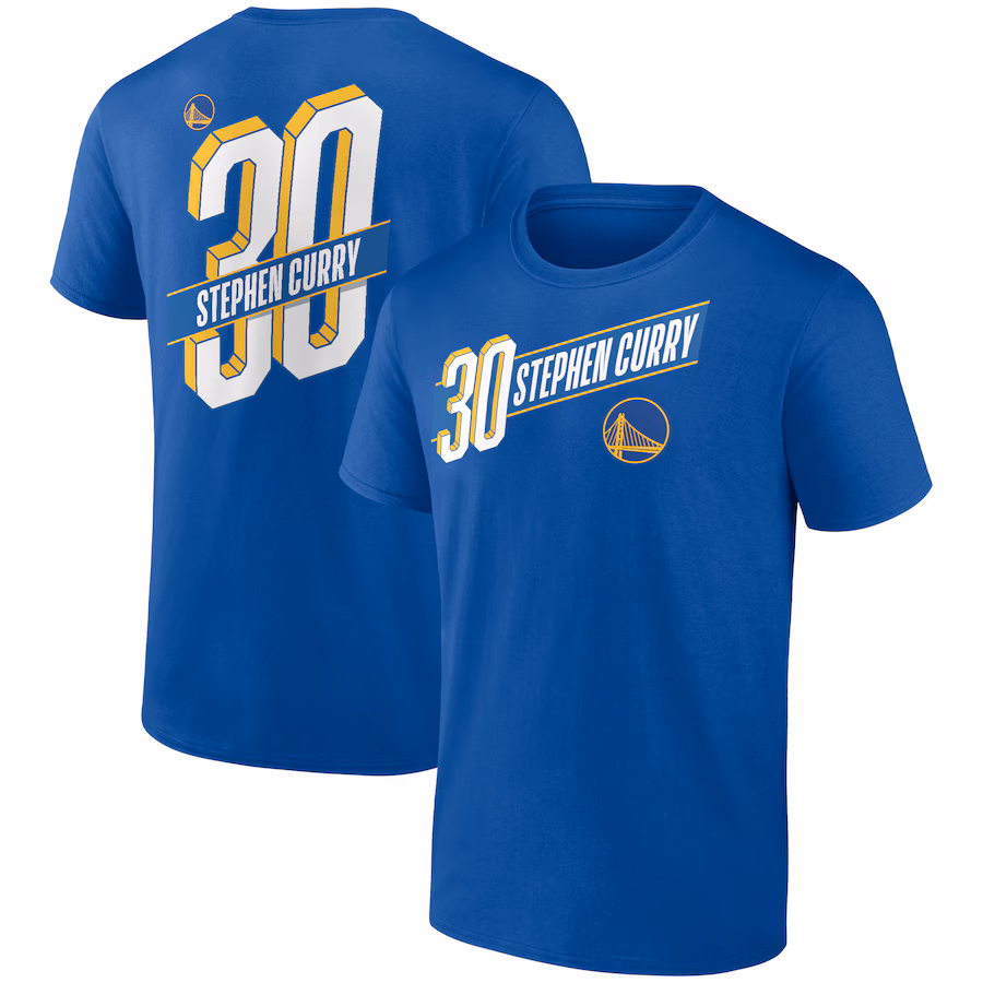 Men's Golden State Warriors Stephen Curry Royal Full-Court Press Name & Number T-Shirt - SUjersey01