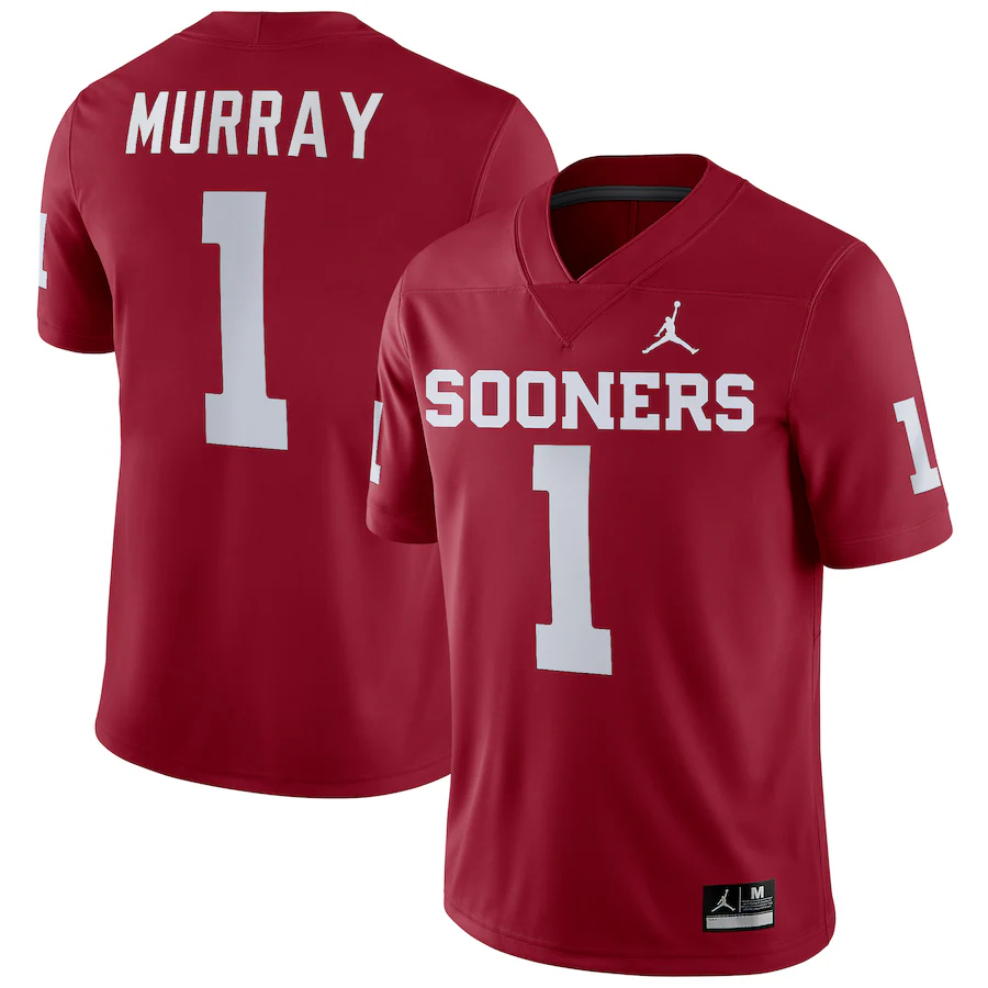 Men's Jordan Brand Kyler Murray Crimson Oklahoma Sooners Player Game Jersey - SUjersey01