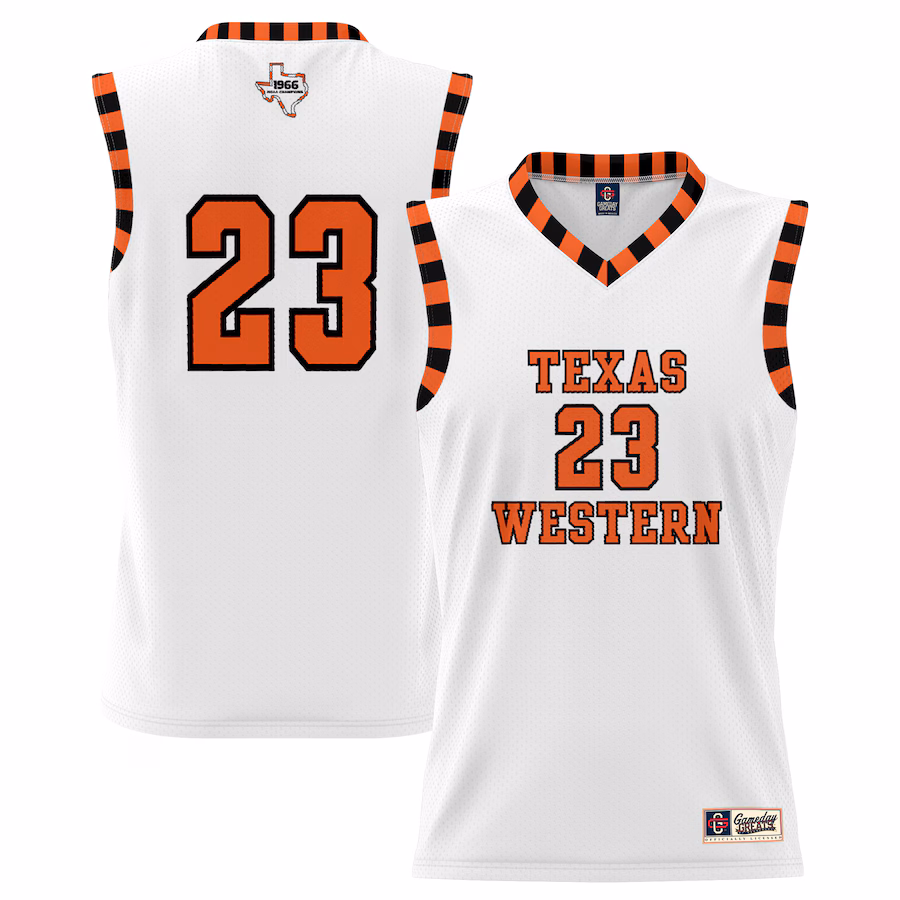 UTEP Miners GameDay Greats Youth Throwback Basketball Jersey - White - SUjersey01