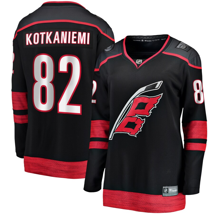 Women's Carolina Hurricanes Jesperi Kotkaniemi Fanatics Branded Black Home Breakaway Player Jersey - SUjersey01