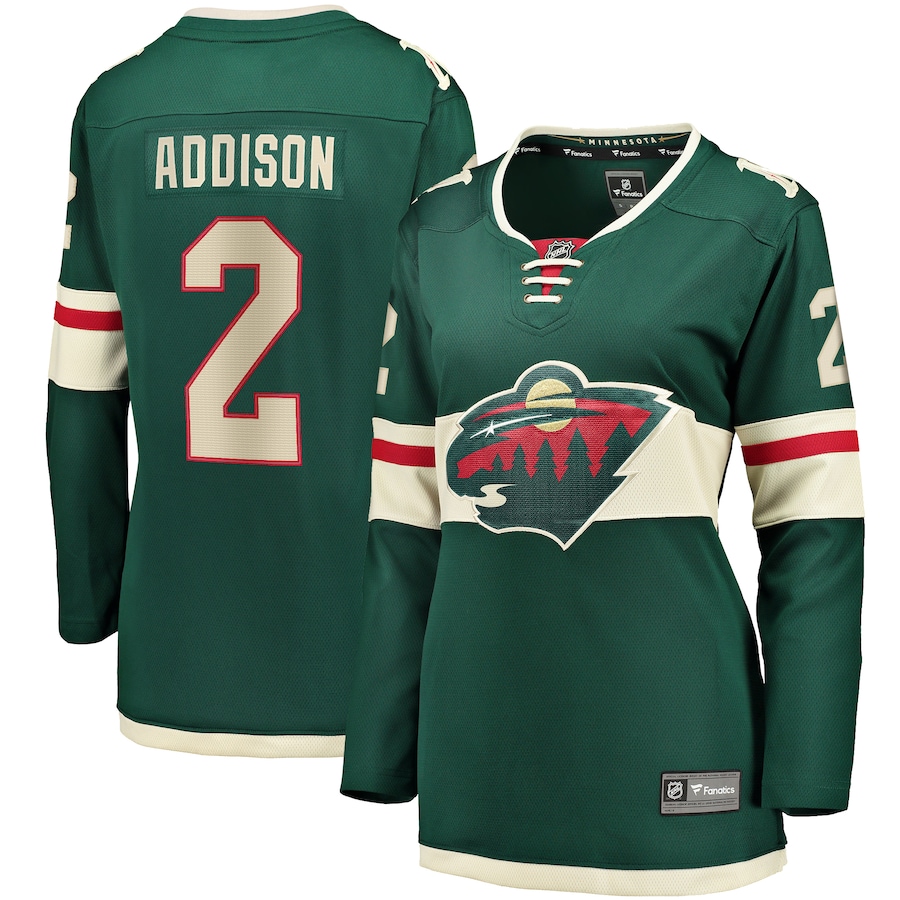 Women's Minnesota Wild Calen Addison Fanatics Green Home Breakaway Player Jersey - SUjersey01