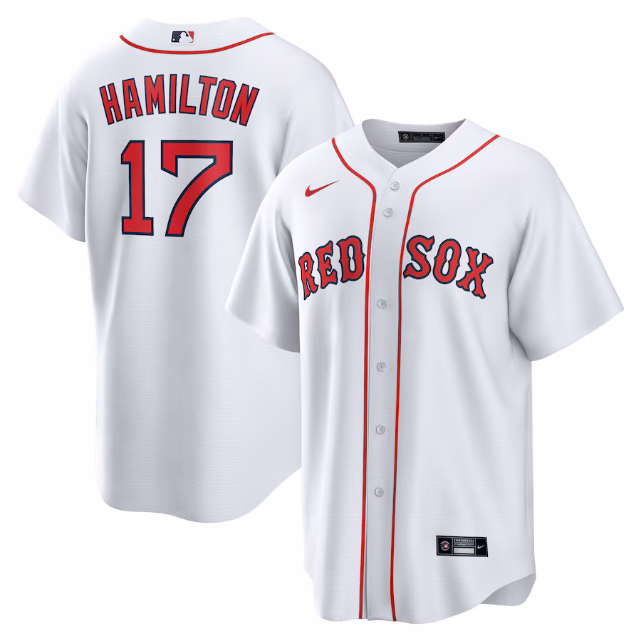 Men's Boston Red Sox David Hamilton Nike White Home Replica Jersey - SUjersey01