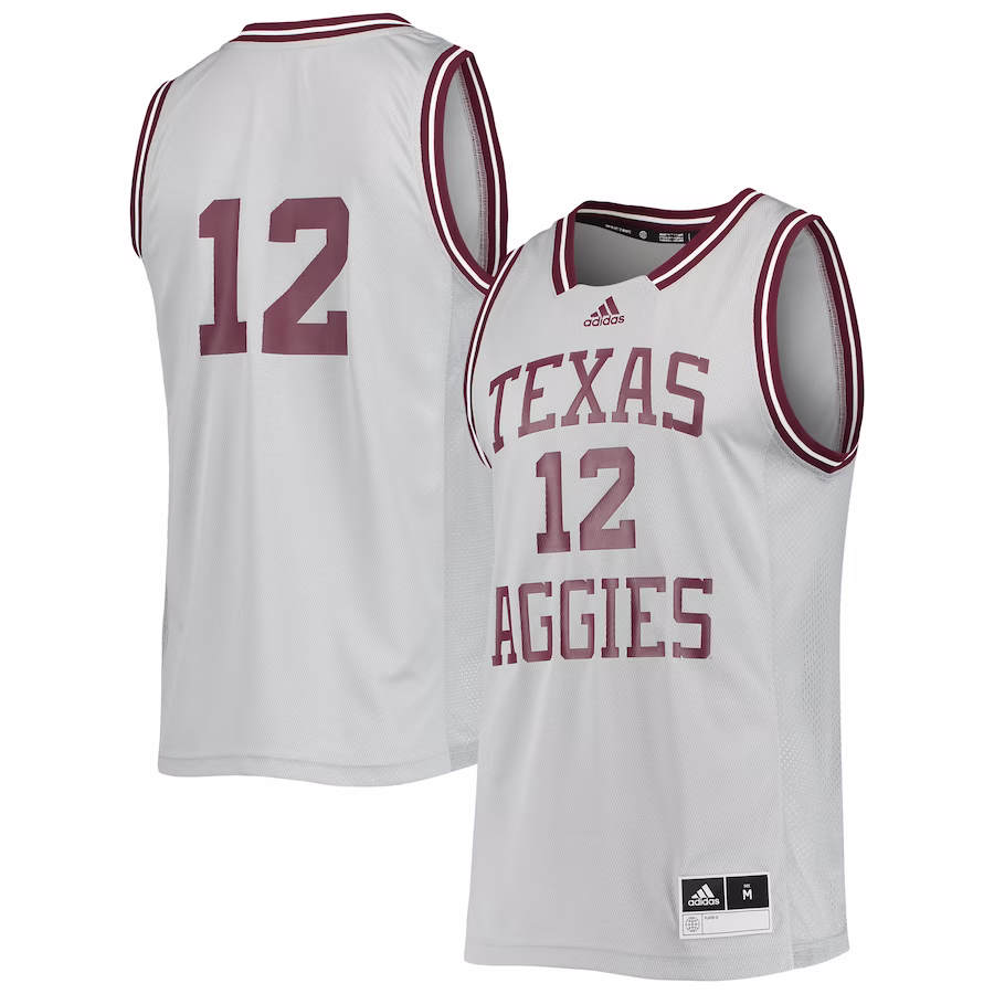 #12 Texas A&M Aggies adidas Reverse Retro Jersey - Gray - SUjersey01