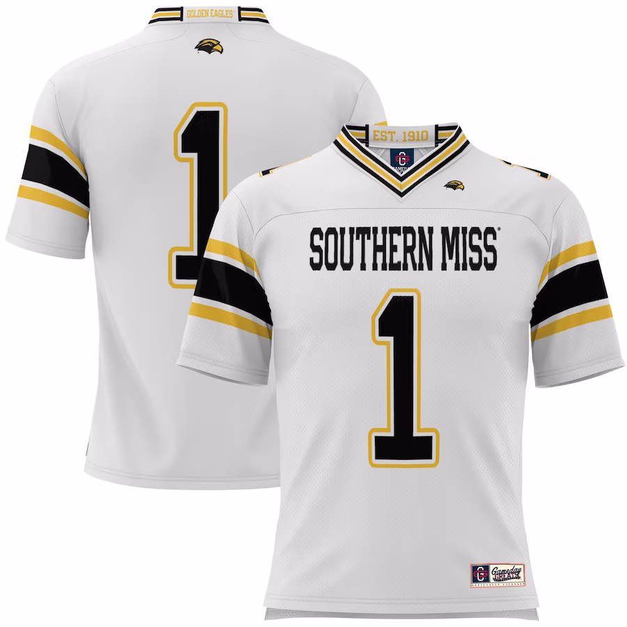#1 Southern Miss Golden Eagles GameDay Greats Youth Football Jersey - White - SUjersey01