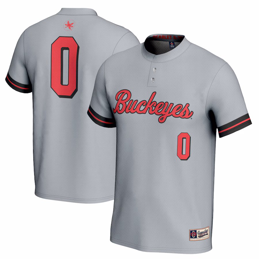 #0 Ohio State Buckeyes GameDay Greats Youth Softball Lightweight Fashion Jersey - Gray - SUjersey01