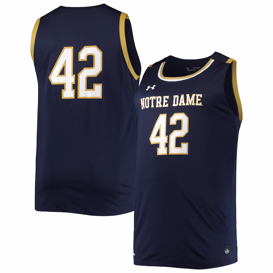 #42 Notre Dame Fighting Irish Under Armour Replica Basketball Jersey - Navy - SUjersey01