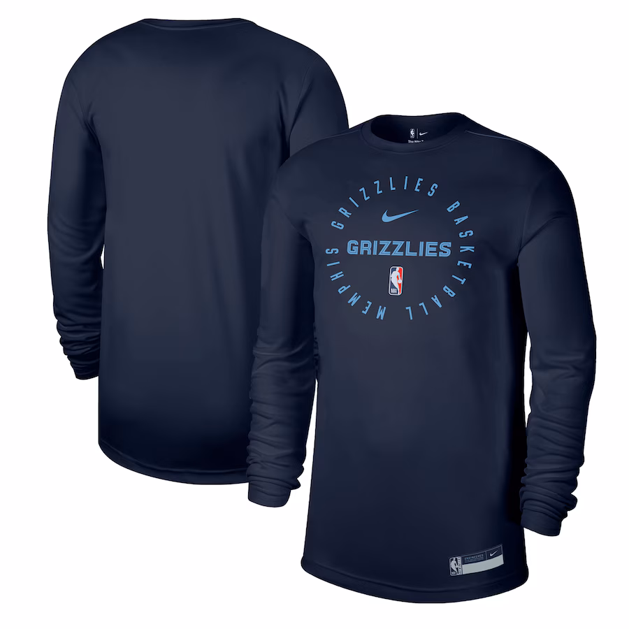 Men's Memphis Grizzlies Nike Navy 2024/25 Legend On-Court Practice Long Sleeve T-Shirt - SUjersey01