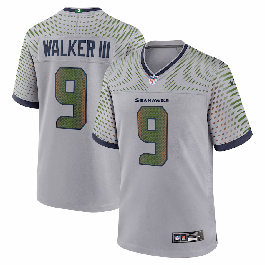 Men's Seattle Seahawks Kenneth Walker III Nike Wolf Gray 2025 Rivalries Collection Game Jersey - SUjersey01