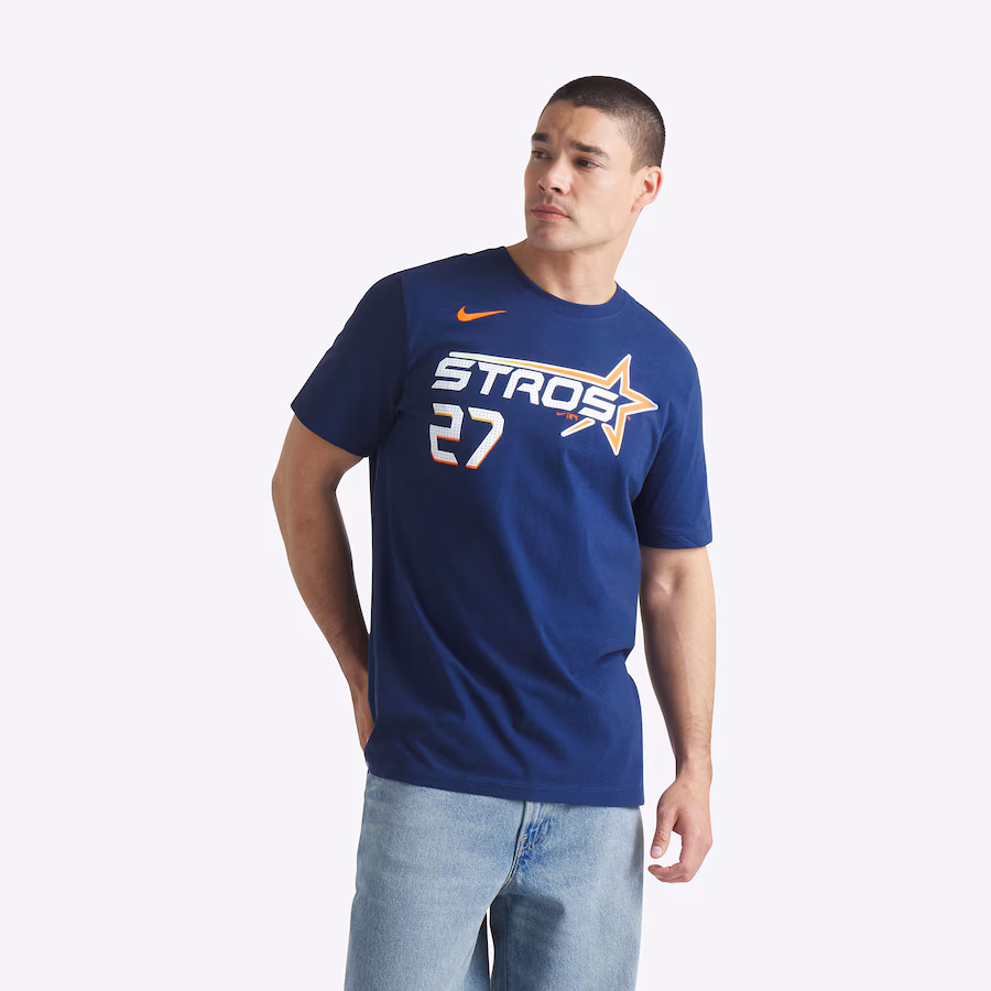 Men's Houston Astros Jose Altuve Nike Navy 2025 City Connect Fuse Name & Number T-Shirt - SUjersey01