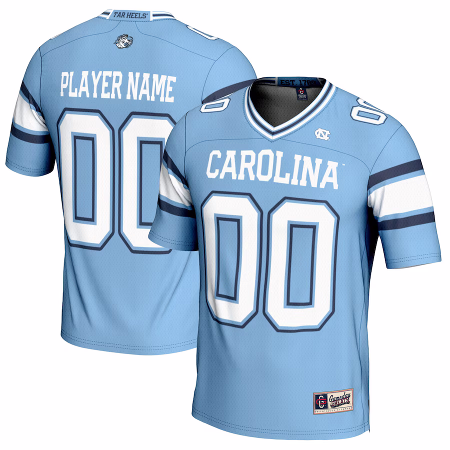 North Carolina Tar Heels GameDay Greats Youth NIL Pick-A-Player Football Jersey - Carolina Blue - SUjersey01
