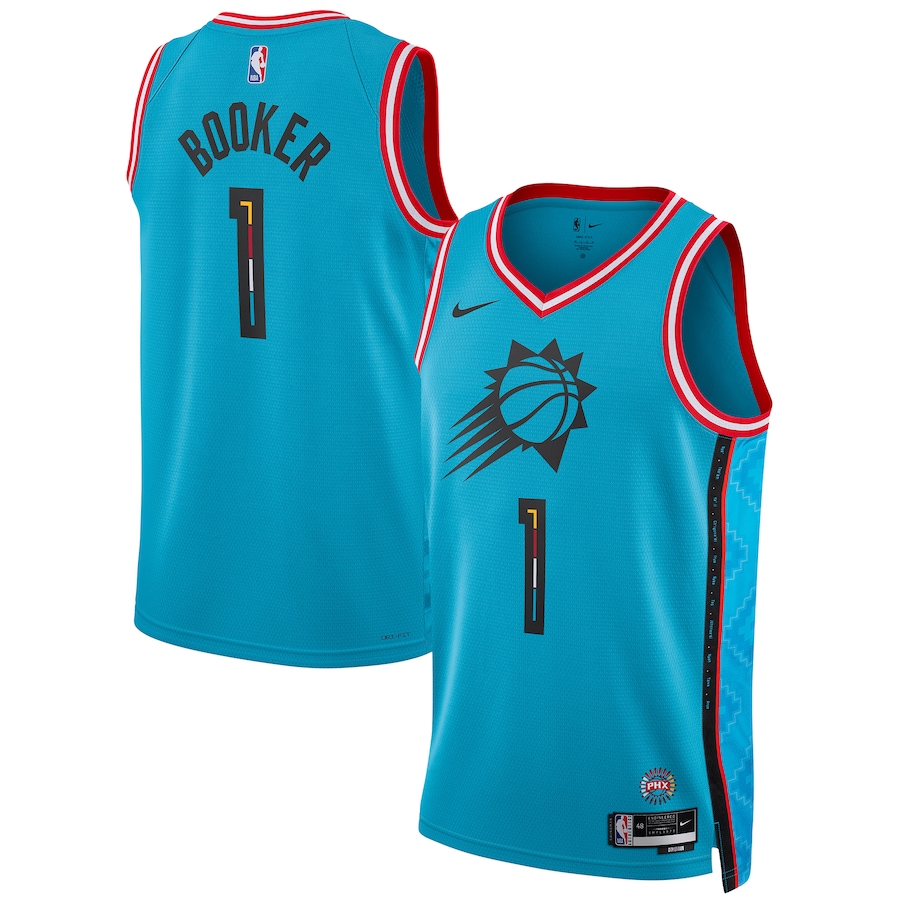 Unisex Phoenix Suns Devin Booker Nike Turquoise 2022/23 Swingman Jersey - City Edition - SUjersey01