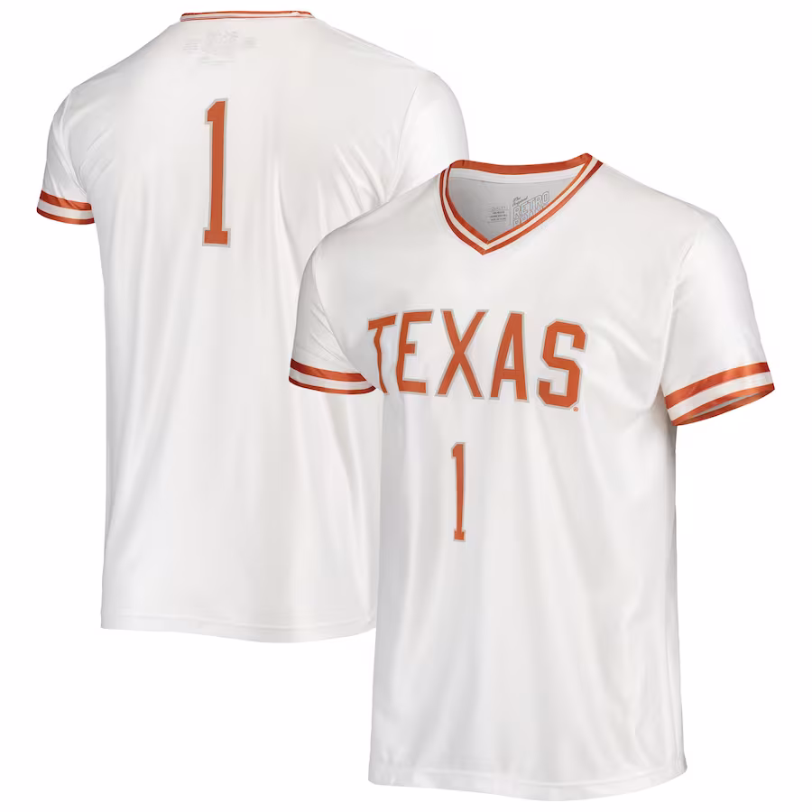 Texas Longhorns Original Retro Brand Basketball Jersey - White - SUjersey01