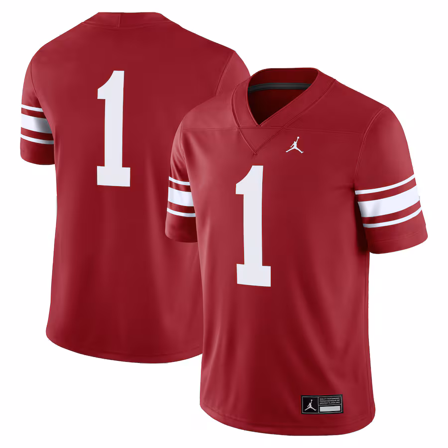 Men's Jordan Brand #1 Crimson Oklahoma Sooners Throwback Alternate Game Jersey - SUjersey01