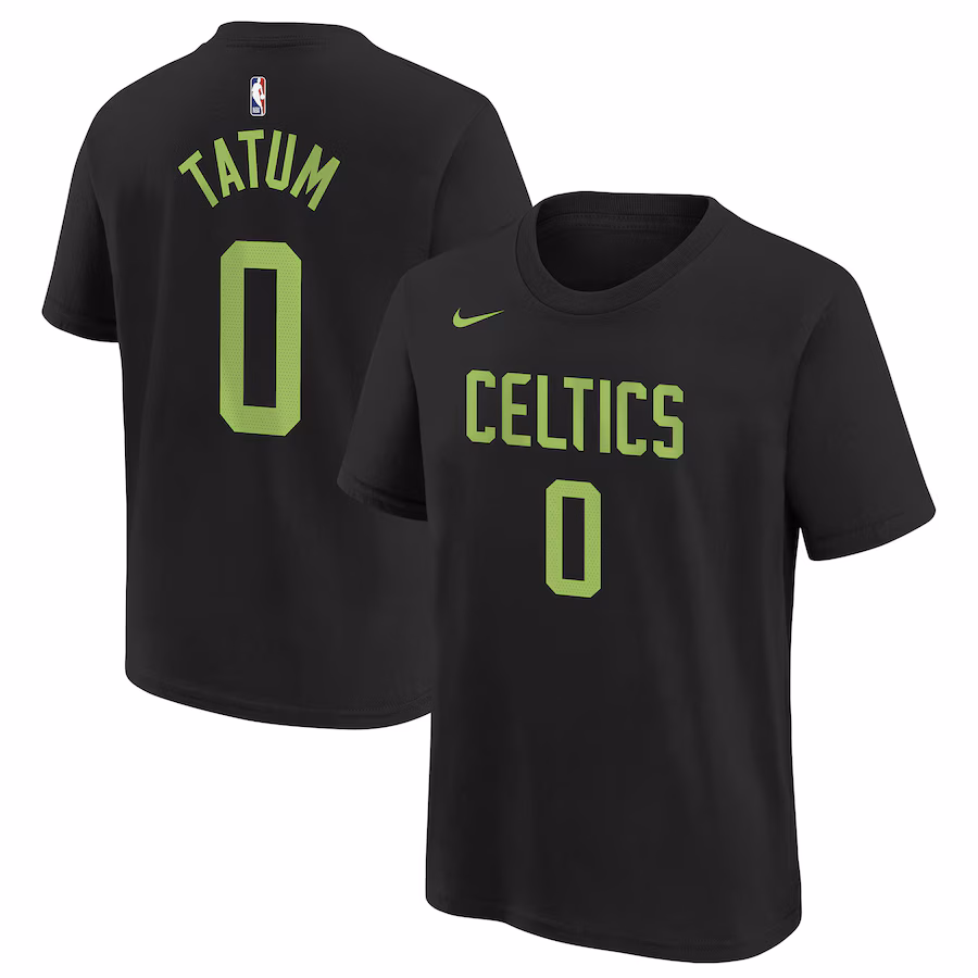 Youth Boston Celtics Jayson Tatum Nike Black 2024/25 City Edition Name & Number T-Shirt - SUjersey01