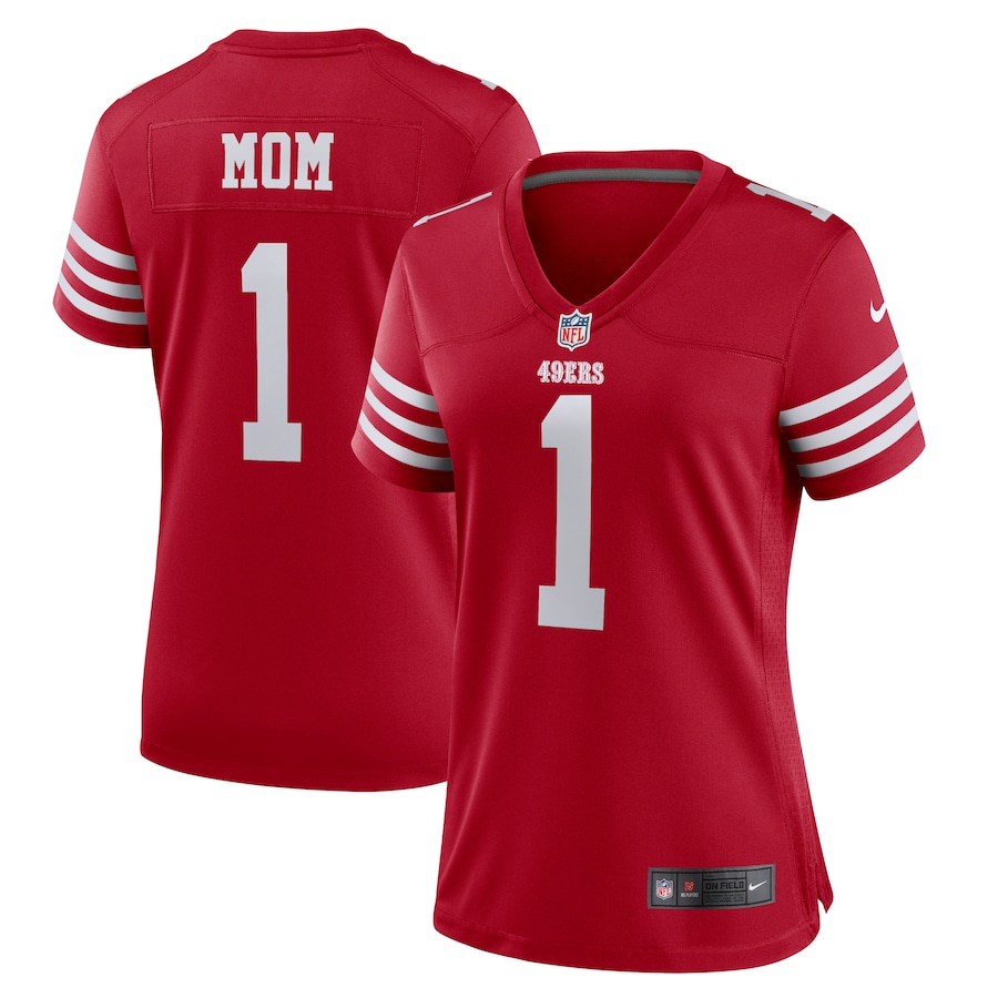 Women's San Francisco 49ers Number 1 Mom Nike Scarlet Game Jersey - SUjersey01