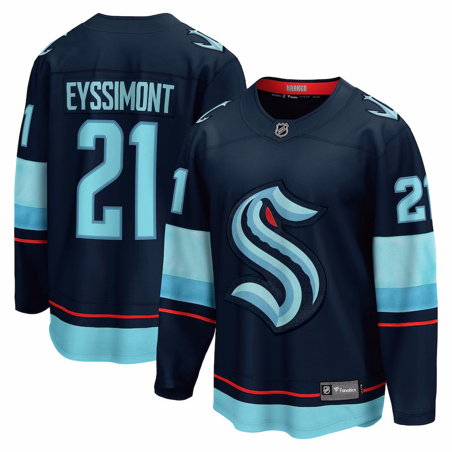 Men's Seattle Kraken Mikey Eyssimont Fanatics Deep Sea Blue Home Breakaway Jersey - SUjersey01