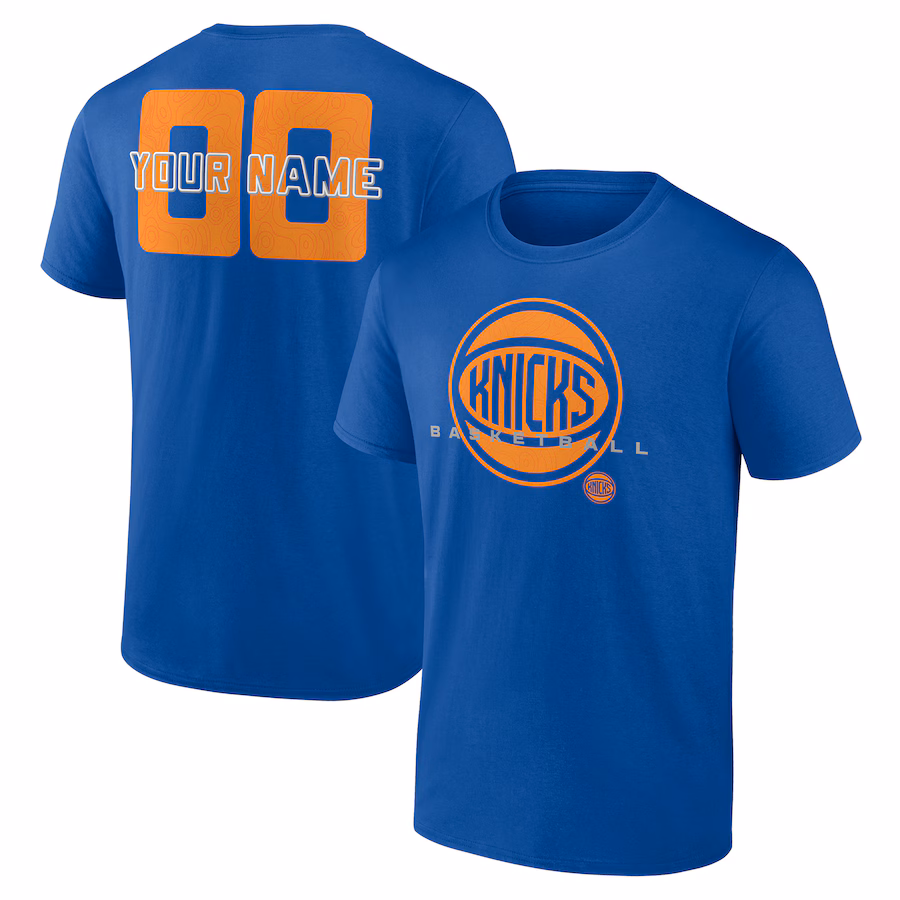 Men's New York Knicks Blue Stellar Personalized Name & Number T-Shirt - SUjersey01