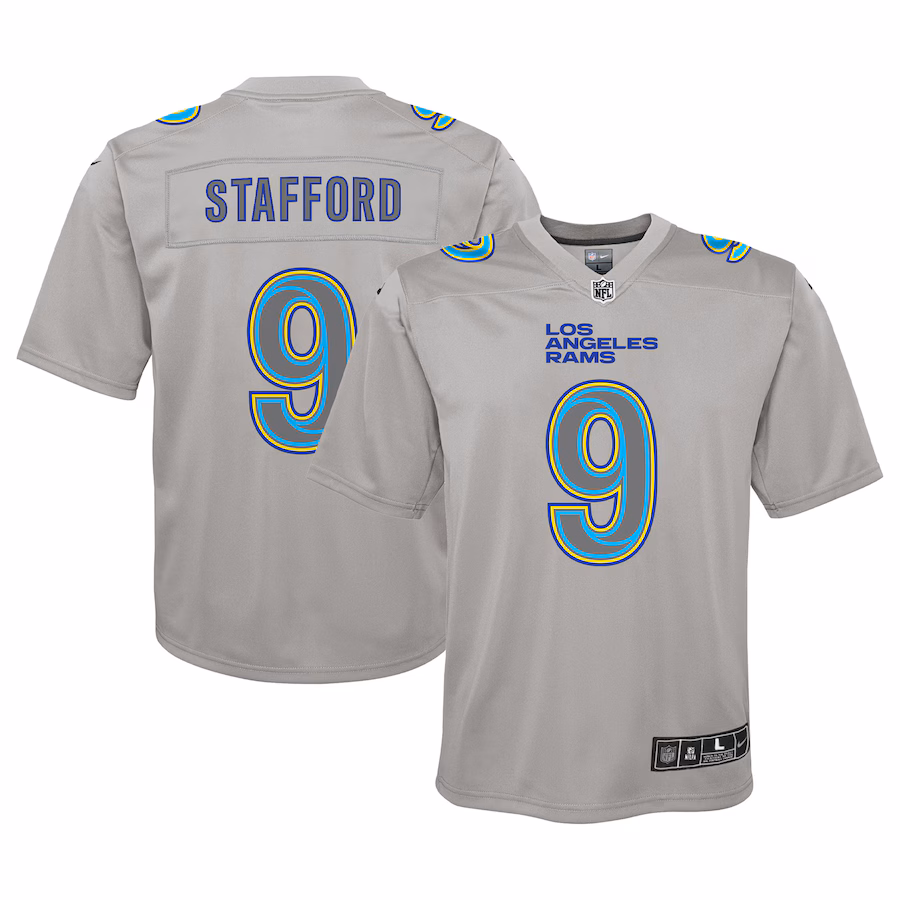 Youth Los Angeles Rams Matthew Stafford Nike Gray Atmosphere Game Jersey - SUjersey01