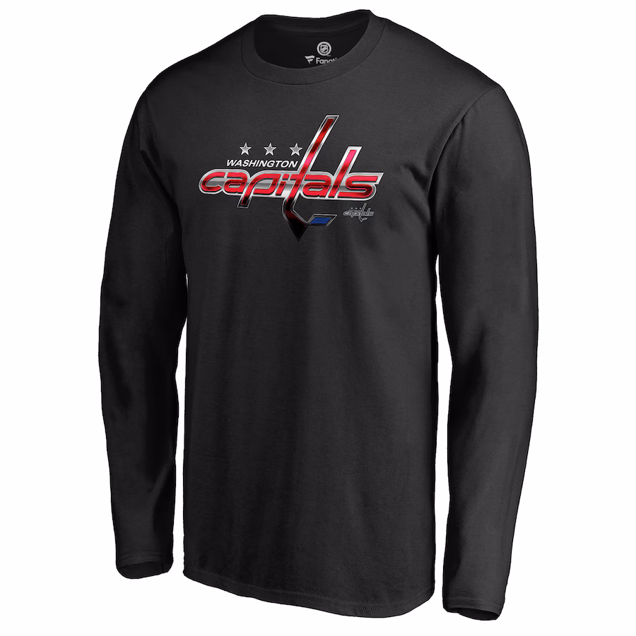 Men's Washington Capitals Black Midnight Mascot Long Sleeve T-Shirt - SUjersey01