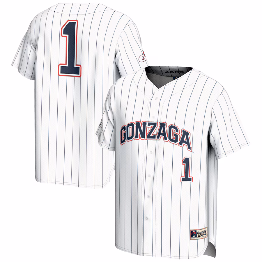 Unisex GameDay Greats #1 White Gonzaga Bulldogs Lightweight Baseball Jersey - SUjersey01