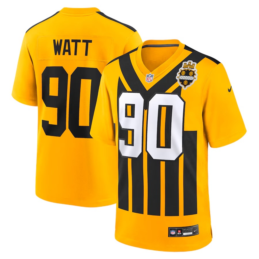 Men's Pittsburgh Steelers T.J. Watt Nike Gold Alternate 1933 Throwback Game Jersey - SUjersey01