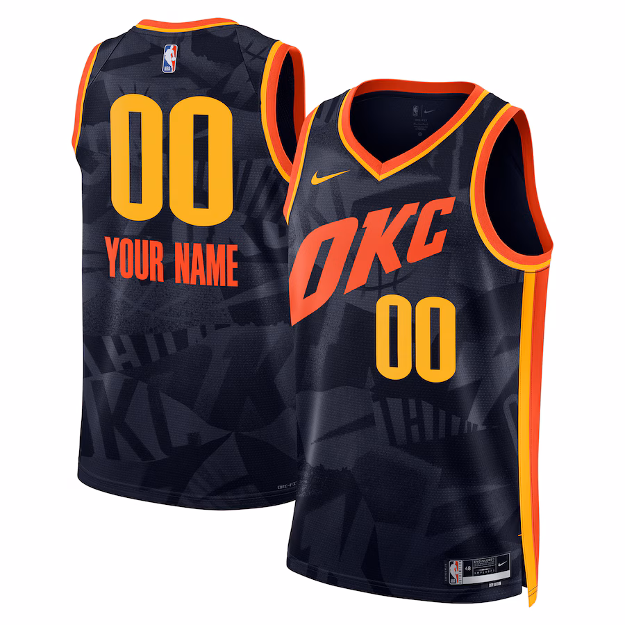 Unisex Oklahoma City Thunder  Nike Navy 2023/24 Custom Swingman Jersey - City Edition - SUjersey01