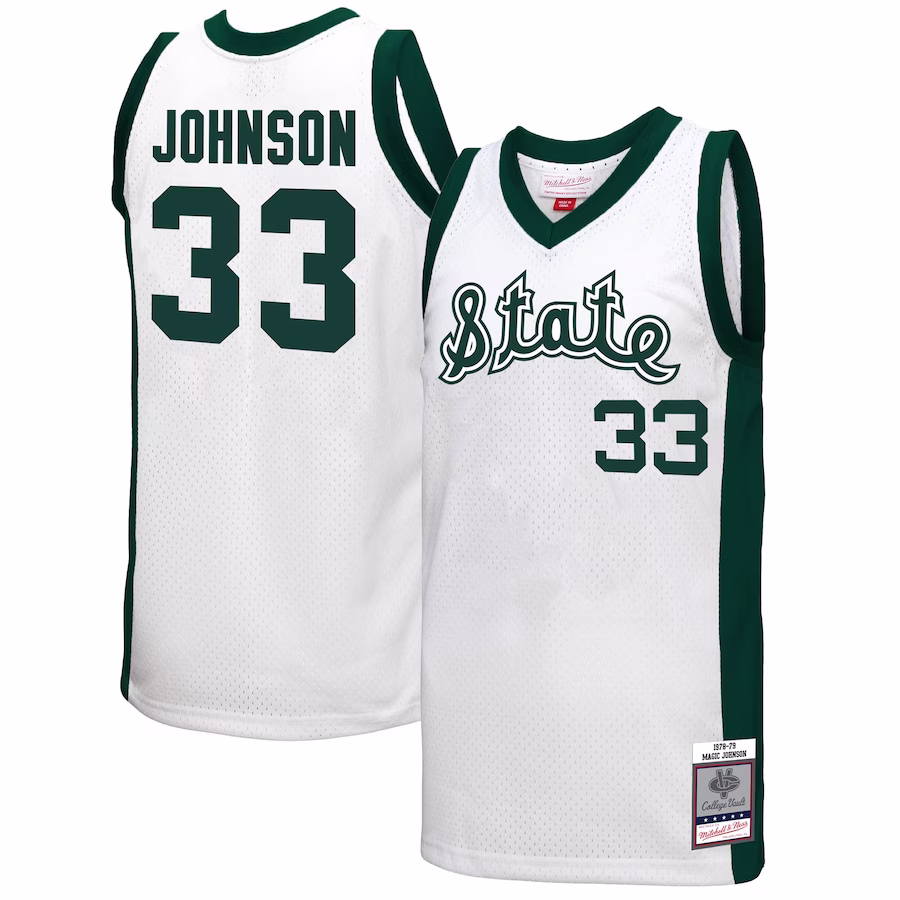 Magic Johnson Michigan State Spartans Mitchell & Ness 1978 Swingman Throwback Jersey - White - SUjersey01