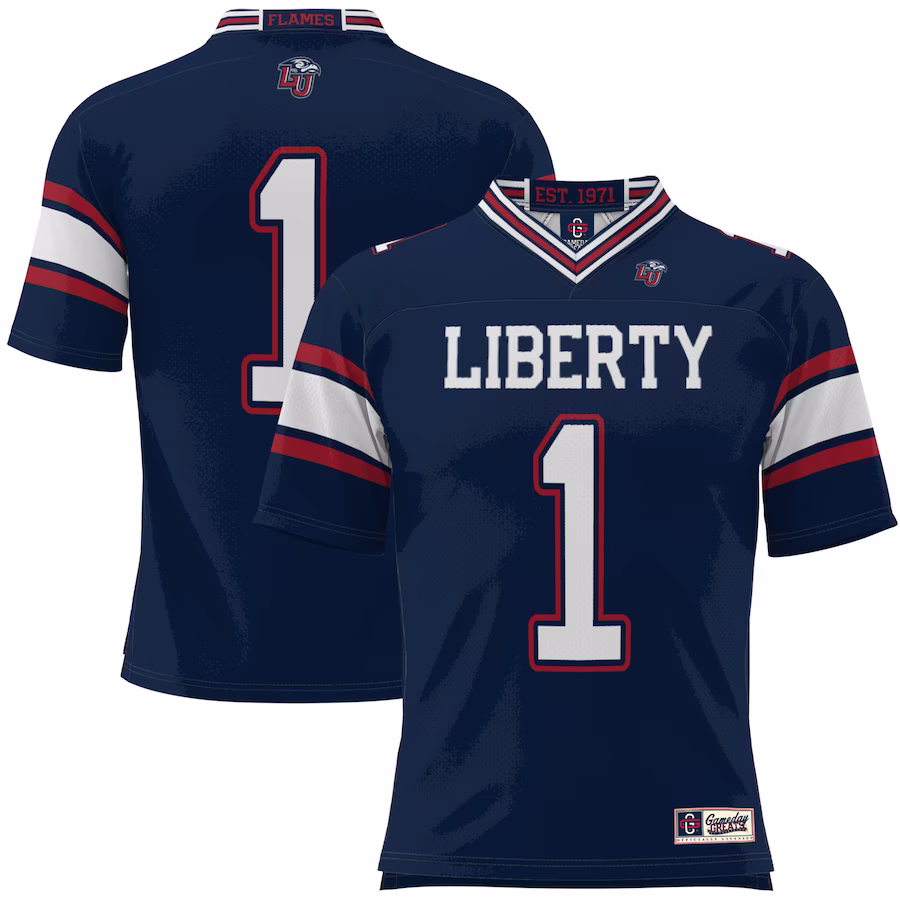 #1 Liberty Flames GameDay Greats Youth Football Jersey - Navy - SUjersey01